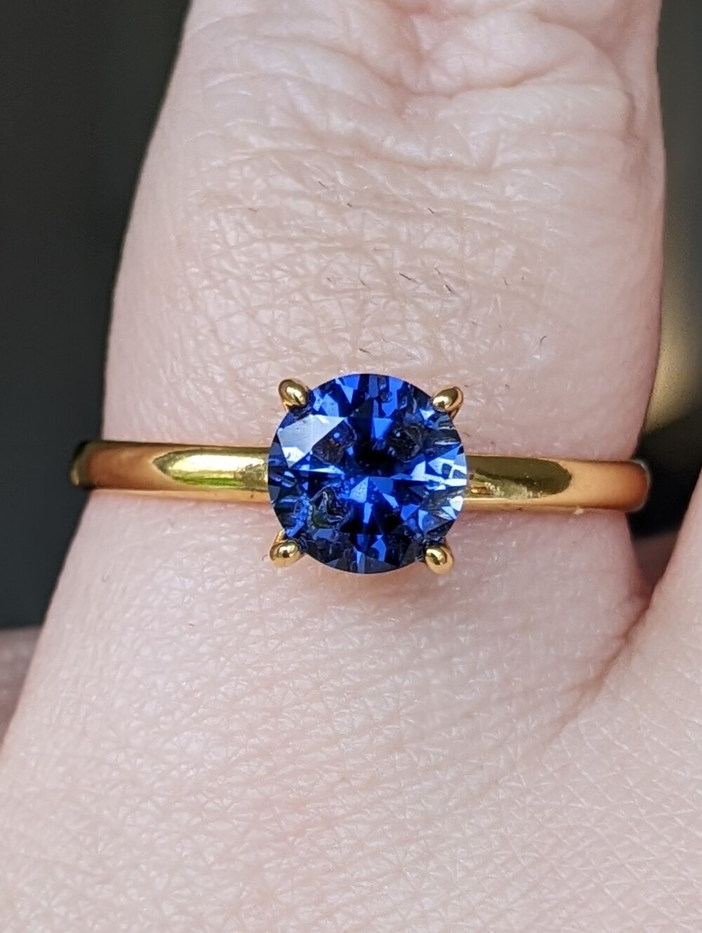 14K Gold 1ct Blue Sapphire Solitaire Ring